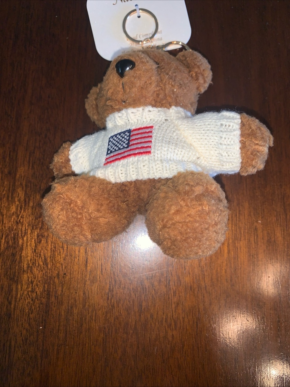 Patriotic Teddy Bear in American Flag Sweater Bag Charm from Natasha NWT - Picture 3 of 9
